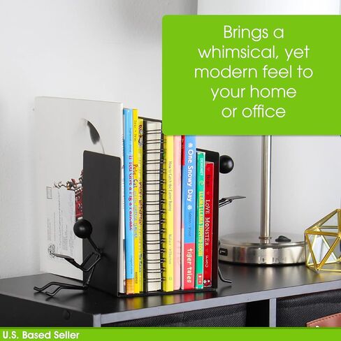 7Penn نهايات معدنية فريدة من نوعها حامل كتب على شكل عصا سوداء - قطعتان من نهايات الكتب ثلاثية الأبعاد نهايات الكتب المزخرفة للأرفف in Kuwait