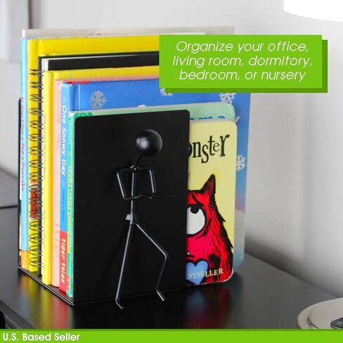 7Penn نهايات معدنية فريدة من نوعها حامل كتب على شكل عصا سوداء - قطعتان من نهايات الكتب ثلاثية الأبعاد نهايات الكتب المزخرفة للأرفف in Kuwait