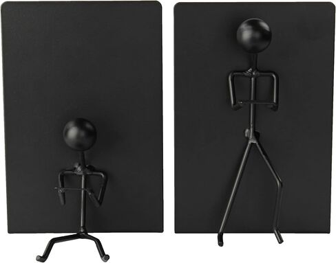 7Penn نهايات معدنية فريدة من نوعها حامل كتب على شكل عصا سوداء - قطعتان من نهايات الكتب ثلاثية الأبعاد نهايات الكتب المزخرفة للأرفف in Kuwait