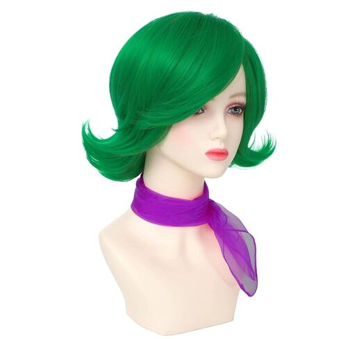 شعر مستعار لزي الهالوين للبالغين مع وشاح ورموش صناعية، شعر مستعار قصير أخضر للهالوين in Kuwait