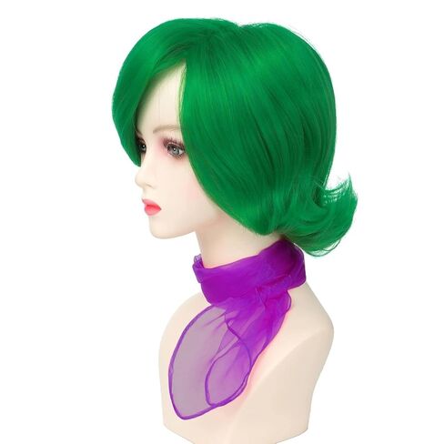 شعر مستعار لزي الهالوين للبالغين مع وشاح ورموش صناعية، شعر مستعار قصير أخضر للهالوين in Kuwait