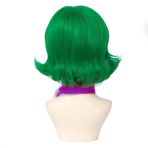 شعر مستعار لزي الهالوين للبالغين مع وشاح ورموش صناعية، شعر مستعار قصير أخضر للهالوين in Kuwait