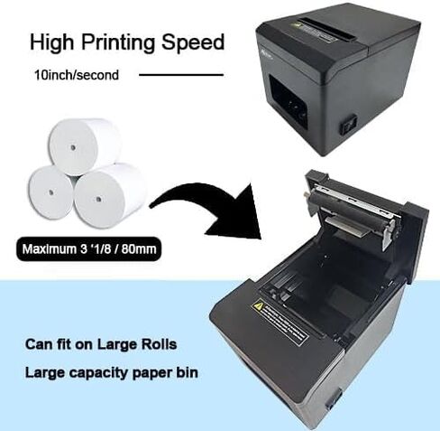 MRBOSS POS 3 "1/8 طابعة إيصالات حرارية بلوتوث USB تدعم إيصالات المطبخ طباعة التذاكر تطبيق Grubhub Postmate أيضًا لمتجر Togo Shop Bubble Tea Fastfood Restaurant Kitchen Ticket in Kuwait