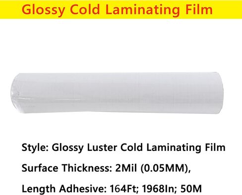 INTBUYING 0.69x54Yard 2Mil Thickness Glossy UV Luster Vinyl Cold Laminating Film 25inchx164ft for Laminator Machine Usage in Saudi Arabia