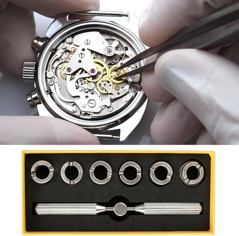 Watch Case Opener 5537, Professional Watch Repair Tool Kit with 6 Dies (18.5-29.5mm) - Watch Back Remover & Case Opening Tool for Rolex Tudor Repair in Saudi Arabia