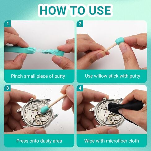 13PCS Watch Repair Tool, Watch Cleaning Putty Kit with 10PCS Willow Sticks/2PCS Watchmaker Cleaning Clay, Watch Cleaner Tool for Jewelry/Watch Repair/Wristwatch Cleaning Kit for Professional/DIY in Saudi Arabia