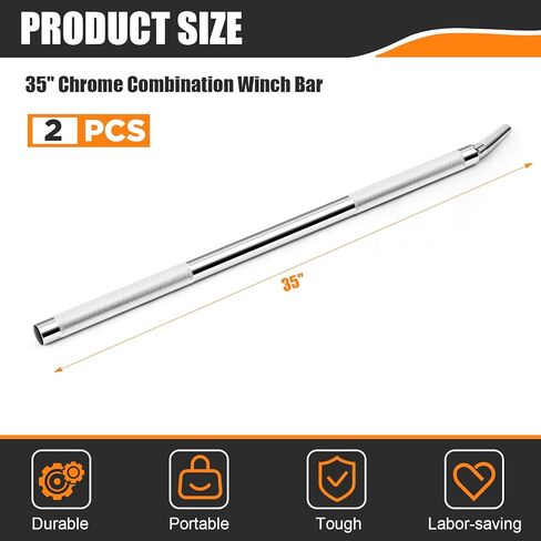 LEIFIDE 2 Pack 35" Chrome Steel Winch Bar, Heavy-Duty Round & Square Head Cargo Bar with Non-Slip Grip for Flatbed Trailer Winches and Lever Binders in Saudi Arabia