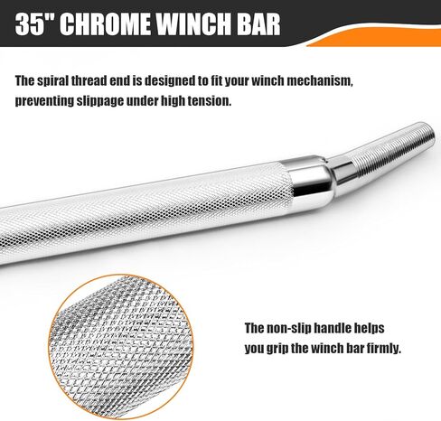 LEIFIDE 2 Pack 35" Chrome Steel Winch Bar, Heavy-Duty Round & Square Head Cargo Bar with Non-Slip Grip for Flatbed Trailer Winches and Lever Binders in Saudi Arabia