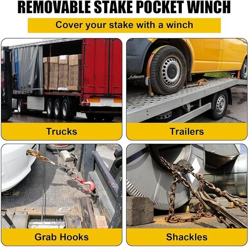 2 Pack Trailer Small Stake Pocket Winch, 5400 Lb Working Load/Utility Capacity#16200 Lb Break Strength, Heavy Duty Carbon Steel Tie Down Winch with Bar for Flatbed Trailers & Trucks in Saudi Arabia