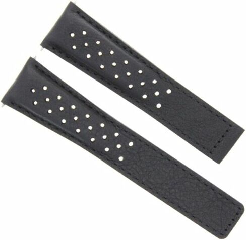 Ewatchparts Leather Watch Band Strap 22mm Compatible With Tag Heuer Carrera CV2A10 Calibre 11 Black Perforated in Saudi Arabia