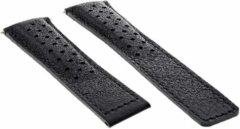 Ewatchparts Leather Watch Band Strap 22mm Compatible With Tag Heuer Carrera CV2A10 Calibre 11 Black Perforated in Saudi Arabia