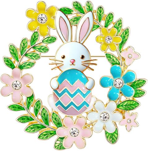 Easter Bunny Wreath Pins and Brooches for Women, B05A in Saudi Arabia