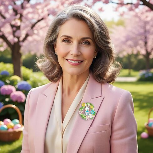 Easter Bunny Wreath Pins and Brooches for Women, B05A in Saudi Arabia