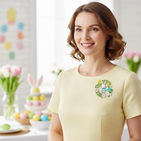Easter Bunny Wreath Pins and Brooches for Women, B05A in Saudi Arabia