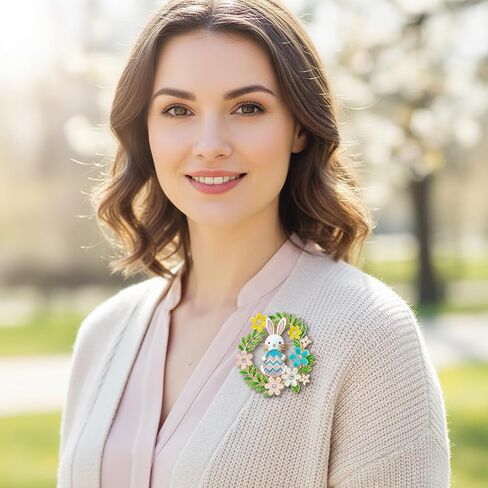 Easter Bunny Wreath Pins and Brooches for Women, B05A in Saudi Arabia