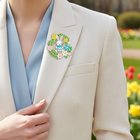 Easter Bunny Wreath Pins and Brooches for Women, B05A in Saudi Arabia