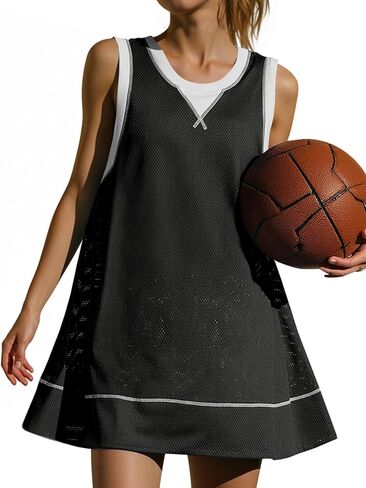 Fisoew Womens Open Back Workout Dress Sleeveless V Neck Backless Breathable Lightweight Tennis Gym Athletic Mini Dresses in Saudi Arabia