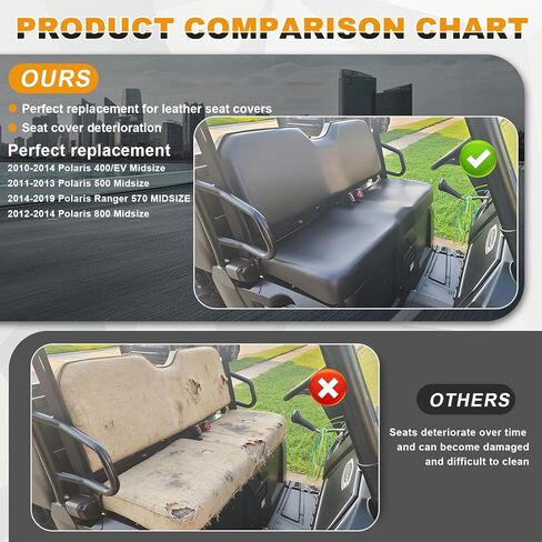 Seat Covers Replacement for 2010-2014 Polaris Ranger 400 500 570 800 MIDSIZE Crew EV UTV, Thickness Waterproof Lower Bottom and Back UTV Seat Covers in Saudi Arabia