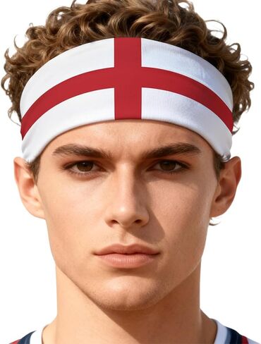England Flag Sports Headband for Women Men, Moisture Wicking Non-Slip National Flags Sweatband Head Scarf for Running Yoga Workout Fitness Gym in Saudi Arabia