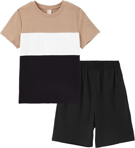 PATPAT Boys 2 Piece Summer Outfits 6-14 Years Shorts Sleeve T-Shirts and Shorts Clothing Sets in Saudi Arabia