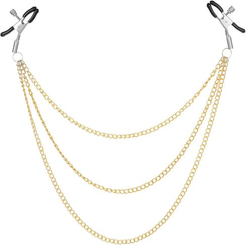 Nipple Clamp Body Chain, 3 Layers Adjustable Nipple Clips, Stainless Steel Nipples Clamps with Chain Necklace, Non Piercing Chains for Women and Men in Saudi Arabia