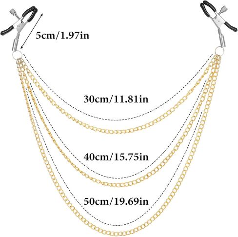 Nipple Clamp Body Chain, 3 Layers Adjustable Nipple Clips, Stainless Steel Nipples Clamps with Chain Necklace, Non Piercing Chains for Women and Men in Saudi Arabia