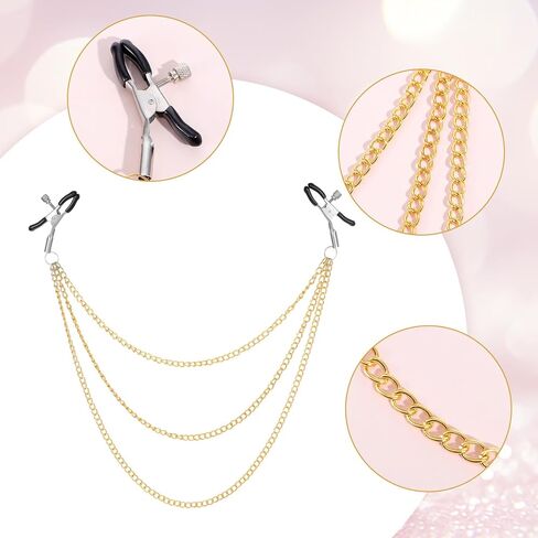 Nipple Clamp Body Chain, 3 Layers Adjustable Nipple Clips, Stainless Steel Nipples Clamps with Chain Necklace, Non Piercing Chains for Women and Men in Saudi Arabia