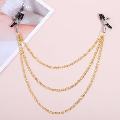 Nipple Clamp Body Chain, 3 Layers Adjustable Nipple Clips, Stainless Steel Nipples Clamps with Chain Necklace, Non Piercing Chains for Women and Men in Saudi Arabia