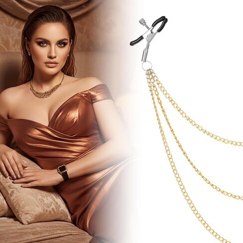 Nipple Clamp Body Chain, 3 Layers Adjustable Nipple Clips, Stainless Steel Nipples Clamps with Chain Necklace, Non Piercing Chains for Women and Men in Saudi Arabia