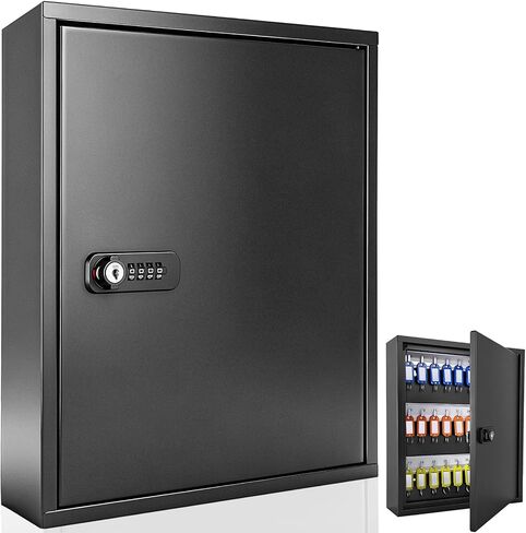 64 Key Cabinet, Key Lock Box Wall Mount, Keybox Wall Mount, Keys Organizer Box Office, Property Management, Hotel, Car Dealership-Includes 64 Key Tags, Mounting Hardware(Black) in Saudi Arabia