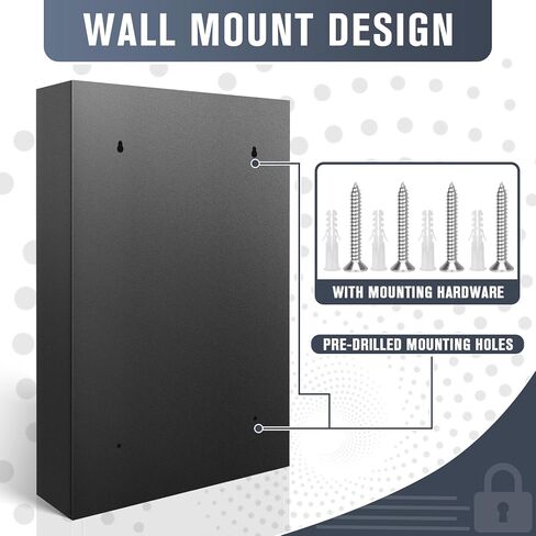 64 Key Cabinet, Key Lock Box Wall Mount, Keybox Wall Mount, Keys Organizer Box Office, Property Management, Hotel, Car Dealership-Includes 64 Key Tags, Mounting Hardware(Black) in Saudi Arabia