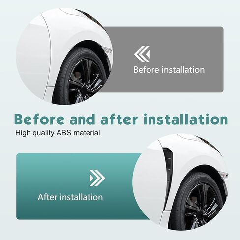 2 PCS Car Fender Side Vent Stickers, Glossy Surface Spoiler, Side Fender Intake Hole Grille Decorative Sticker, Universal Self-tape Waterproof Exterior Modification for Most Cars (Black) in Kuwait