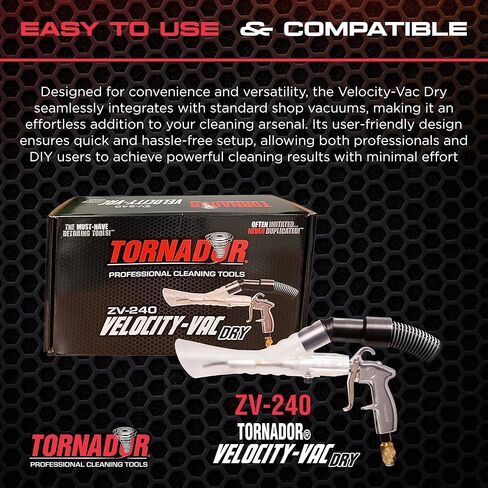 تورنادور ZV-240 فيلوسيتي-فاك جاف | يزيد الشفط | عمل براءة اختراع | أداة قوية لتنظيف السجاد للديكورات الداخلية للسيارات | مثالية لغسيل السيارات وتجديد السيارات in Kuwait