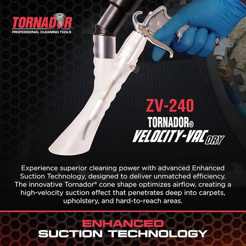 تورنادور ZV-240 فيلوسيتي-فاك جاف | يزيد الشفط | عمل براءة اختراع | أداة قوية لتنظيف السجاد للديكورات الداخلية للسيارات | مثالية لغسيل السيارات وتجديد السيارات in Kuwait