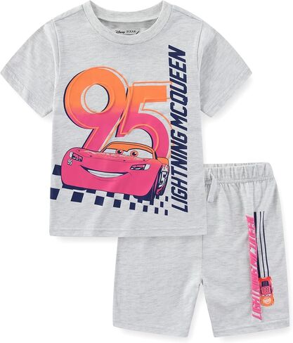 تي شيرت قصير الأكمام للأولاد من Disney Cars Lightning McQueen ومجموعة قصيرة للأطفال الصغار والكبار in Kuwait