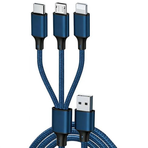 كابل شحن متعدد 4FT، كابل شاحن متعدد 3 في 1، كابل شحن عالمي قصير مع 3 منافذ مختلفة IP/Type-C/Micro متوافق مع iPad/Phone 15 14/Samsung/Google//Sony PS5/Kindle/Camera in Kuwait