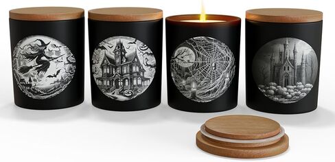 9oz Candle Black Jars Glass with Airtight Bamboo Lids with Printed Sticker Labels for Candle Making, and Organizer Containers -12Pack in Kuwait