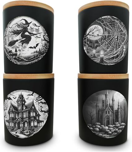 9oz Candle Black Jars Glass with Airtight Bamboo Lids with Printed Sticker Labels for Candle Making, and Organizer Containers -12Pack in Kuwait