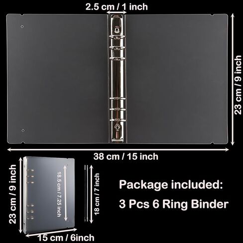 Briartw 3 Pcs A5 6 Ring Binder for Home Office School Supply,1'' Round-Ring Storage Book Binder,Storage Folder,Holds Up to 8x5.7 for Paper,Documents and Page Protectors Pockets in Saudi Arabia