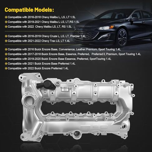 25204723 Engine Valve Cover Compatible with 2016-2022 Chevy Malibu Buick Encore, for 2016 2017 2018 2019 Cruze, 2021 2022 Trax 1.4L 1.5L with Gasket Kit Replace for 12699254 98MC22G 12636177 12366384 in Kuwait
