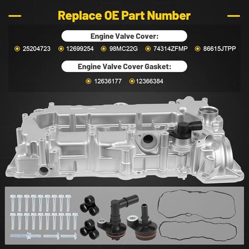25204723 Engine Valve Cover Compatible with 2016-2022 Chevy Malibu Buick Encore, for 2016 2017 2018 2019 Cruze, 2021 2022 Trax 1.4L 1.5L with Gasket Kit Replace for 12699254 98MC22G 12636177 12366384 in Kuwait