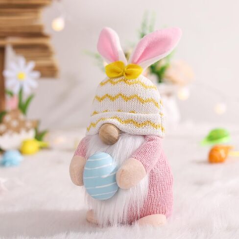 Easter Gnomes Decoration, 3 PCS Spring Bunny Dolls with Easter Egg Handmade Faceless Elf Dwarf Home Decor Gift for Wife, Swedish Rabbit Tomte Table Ornaments Tiered Tray in Saudi Arabia