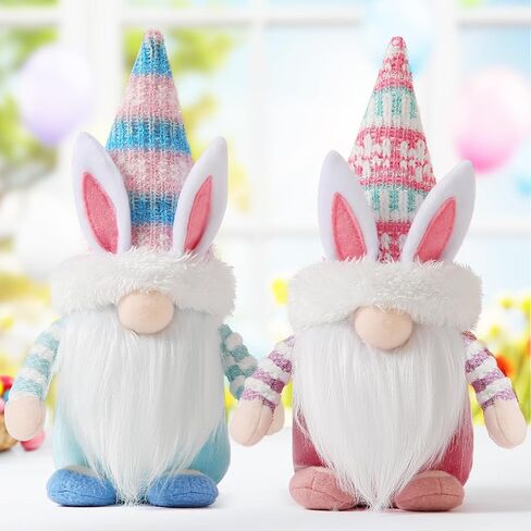Gnomes Decorations, 2 Pcs Plush Easter Bunny Handmade Swedish Tomte Elf Stuffed Doll Spring Home Decor Easter Gift Cute Faceless Dwarf Bunny Household Ornaments, Home Decor in Kuwait