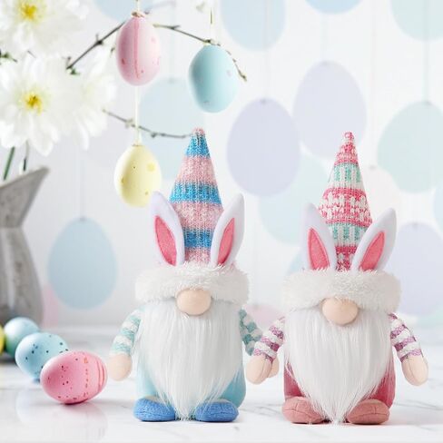 Gnomes Decorations, 2 Pcs Plush Easter Bunny Handmade Swedish Tomte Elf Stuffed Doll Spring Home Decor Easter Gift Cute Faceless Dwarf Bunny Household Ornaments, Home Decor in Kuwait