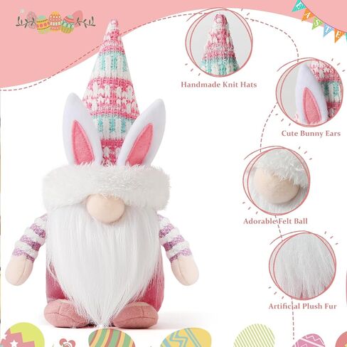 Gnomes Decorations, 2 Pcs Plush Easter Bunny Handmade Swedish Tomte Elf Stuffed Doll Spring Home Decor Easter Gift Cute Faceless Dwarf Bunny Household Ornaments, Home Decor in Kuwait