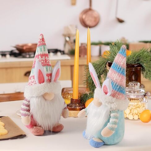Gnomes Decorations, 2 Pcs Plush Easter Bunny Handmade Swedish Tomte Elf Stuffed Doll Spring Home Decor Easter Gift Cute Faceless Dwarf Bunny Household Ornaments, Home Decor in Kuwait