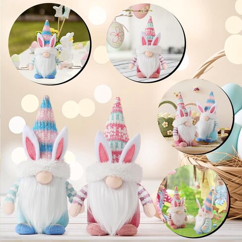 Gnomes Decorations, 2 Pcs Plush Easter Bunny Handmade Swedish Tomte Elf Stuffed Doll Spring Home Decor Easter Gift Cute Faceless Dwarf Bunny Household Ornaments, Home Decor in Kuwait