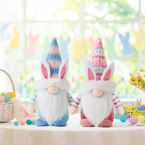 Gnomes Decorations, 2 Pcs Plush Easter Bunny Handmade Swedish Tomte Elf Stuffed Doll Spring Home Decor Easter Gift Cute Faceless Dwarf Bunny Household Ornaments, Home Decor in Kuwait