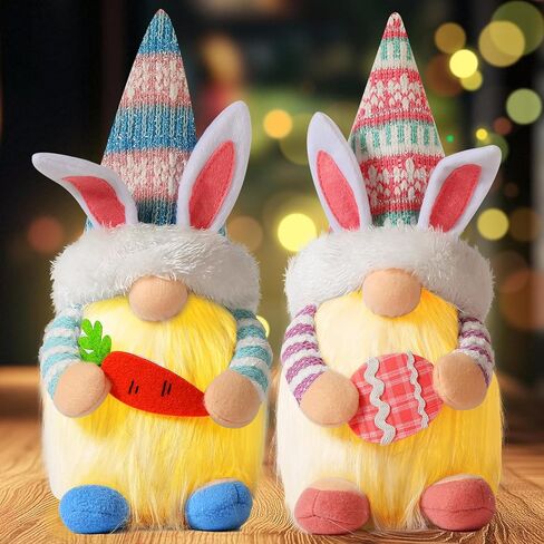 Gnomes Decorations, 2 Pcs Plush Easter Bunny Handmade Swedish Tomte Elf Stuffed Doll Spring Home Decor Easter Gift Cute Faceless Dwarf Bunny Household Ornaments, Home Decor in Kuwait