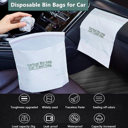 20PCS Disposable Car Garbage Bin Bags, Self Adhesive Waste Bags Car Trash Bag without Leaving Marks, Portable Vomit Bags Disposable for Car, Travel, Boat, Plane, Camping and Offices in Kuwait